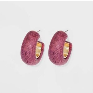 Open Wood Hoop Earrings - A New Day Pink